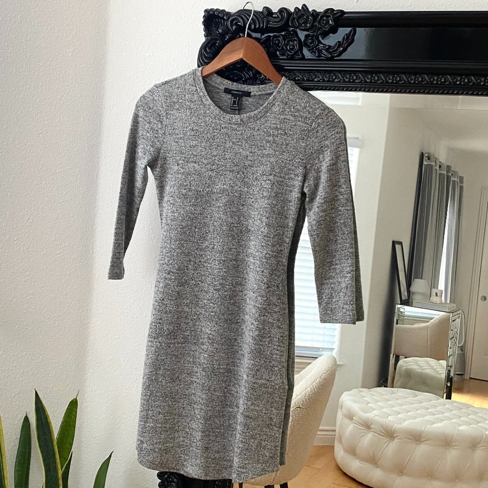 Forever 21 | Women's Grey Fleece Mini Quarter Sleeve Bodycon Dress